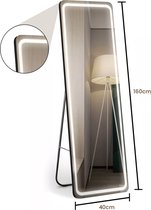 BrightWise® Passpiegel met LED-Verlichting - Passpiegel Staand - Staande Spiegel - Spiegel Staand Volledige Lengte - Wandspiegel Rechthoek - Grote Spiegel Voor Slaapkamer