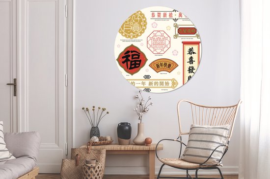 Textes chinois avec significations Assiette en plastique cercle mural ⌀ 140 cm