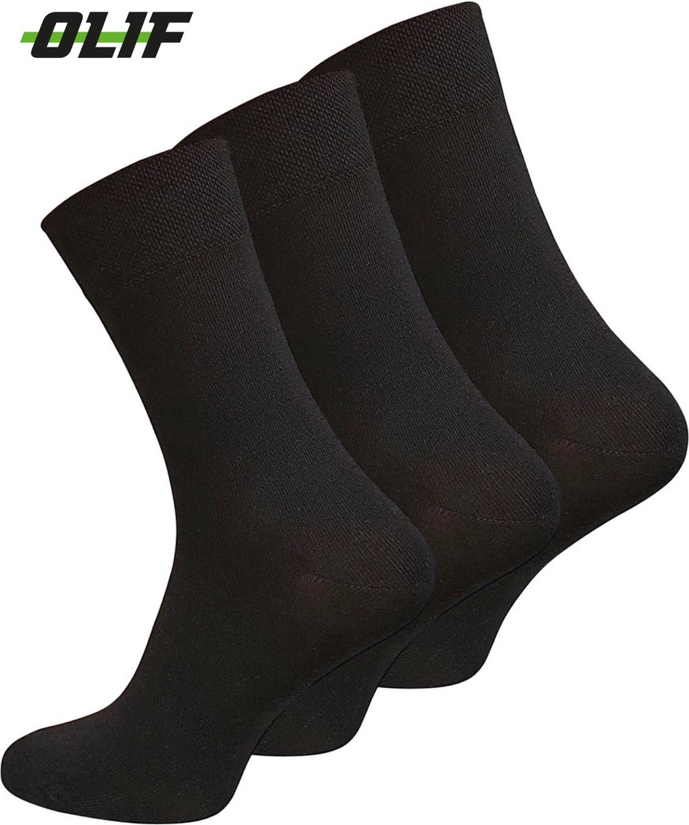 Olif - Diabetes sokken - Zonder elastiek - Naadloos - 6 paar - Zwart - 43-46