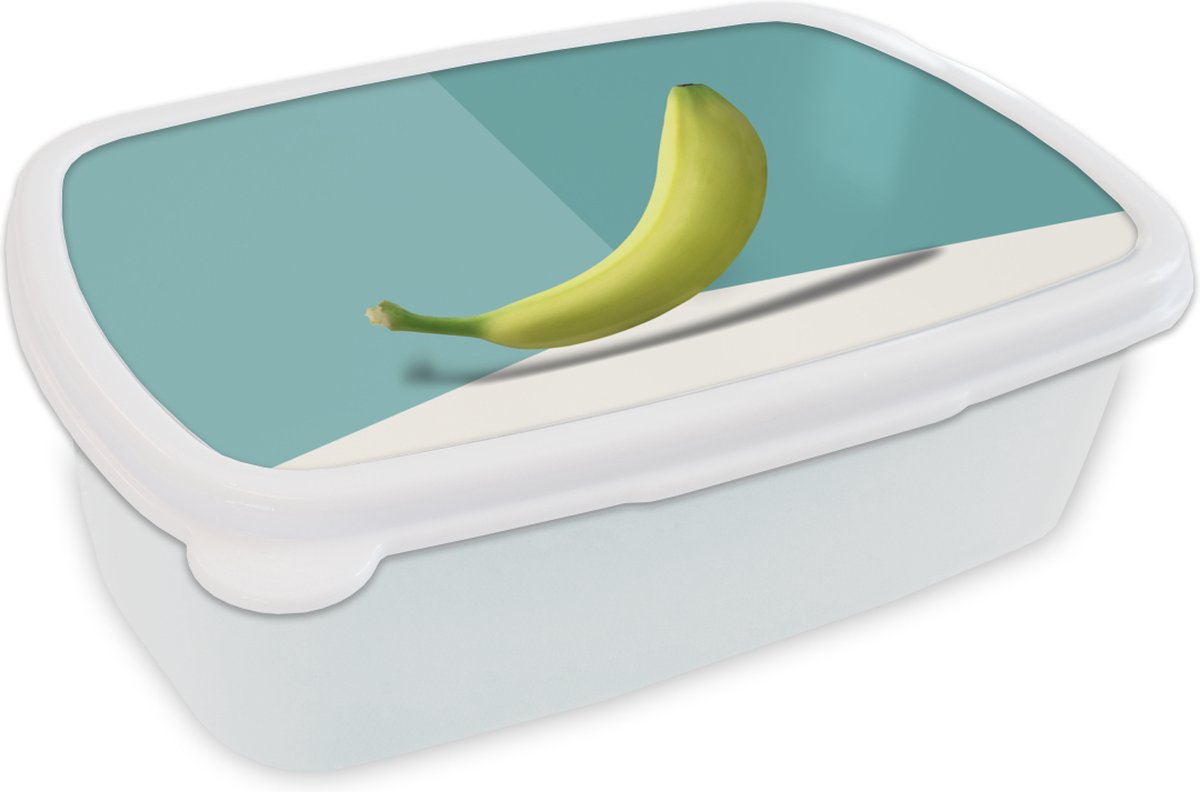 Broodtrommel Wit - Lunchbox - Brooddoos - Banaan - Geel - Fruit - 18x12x6 cm - Volwassenen