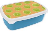 Lunchbox Blauw - Lunchbox - Boîte à pain - Citron Vert - Motif - Couleurs - 18x12x6 cm - Enfants - Garçon