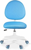 hoge stoel-bureaustoel-met voetpedaal verstelbare rugleuning-voor kinderen tieners blauw-met 6 gewichtswielen