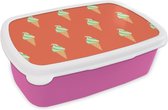 Broodtrommel Roze - Lunchbox - Brooddoos - IJs - Patronen - Rood - Groen - 18x12x6 cm - Kinderen - Meisje