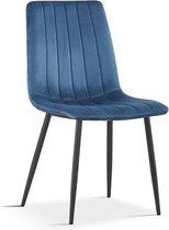 Stoel Nikkie Blauw - Velours - Set van 2 - Zithoogte 45 cm - Zitdiepte 40 cm