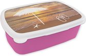 Broodtrommel Roze - Lunchbox - Brooddoos - Zomer - Zee - Zon - 18x12x6 cm - Kinderen - Meisje