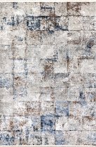 Vloerkleed JAIPUR - modern met bruine en blauwe tinten - zacht velours - 80 x 150 cm - in diverse maten verkrijgbaar - kleed - tapijt - karpet - loper - mat - keukenmat - keukenloper