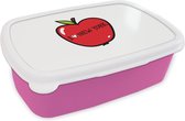 Broodtrommel Roze - Lunchbox - Brooddoos - New York - Appel - Rood - 18x12x6 cm - Kinderen - Meisje