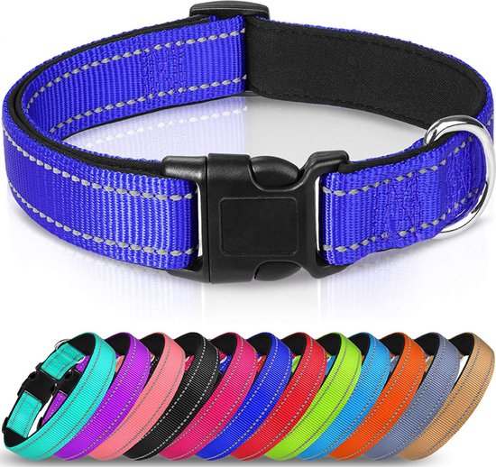 Halsband hond - reflecterend - donkerblauw - maat XS - oersterk - waterdicht - hondenhalsband - geschikt voor iedere hondenriem - voor hele kleine honden