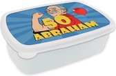 Broodtrommel Wit - Lunchbox - Brooddoos - Man - Verjaardag - 50 jaar Abraham - 18x12x6 cm - Volwassenen