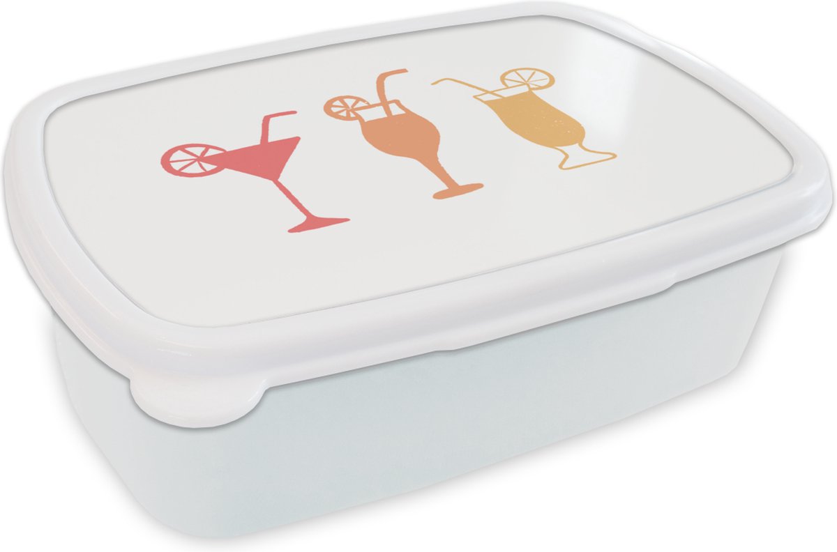 Broodtrommel Wit - Lunchbox - Brooddoos - Drinken - Cocktail - Citroen - 18x12x6 cm - Volwassenen