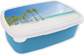 Boîte à lunch Blauw - Thème tropical - Plage - Palmier - 18 x 12 x 6 cm - Enfants - Garçon