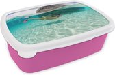 Broodtrommel Roze - Lunchbox - Brooddoos - Zee - Duiken - Turquoise - 18x12x6 cm - Kinderen - Meisje