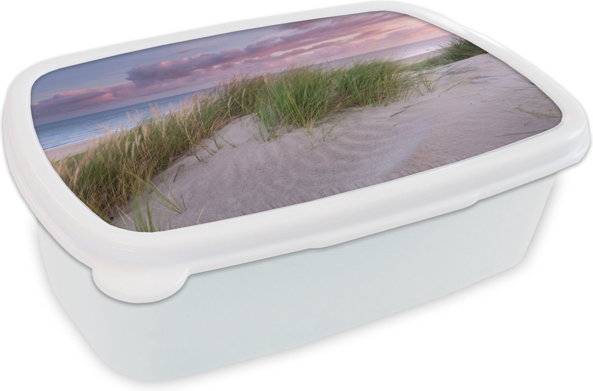 Broodtrommel Wit - Lunchbox - Brooddoos - Strand - Duin - Lucht - 18x12x6 cm - Volwassenen