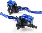 Remgreep Set Blauw - Hydraulische Remgrepen - Remblokken - Koppelingshendel - Voor Scooter - Motor - Quad - ⅞ Inch - 22mm