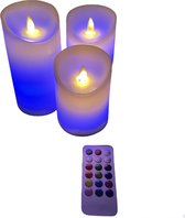 Led kaarsen set met bewegende vlam en RGB kleuren (draadloze remote)