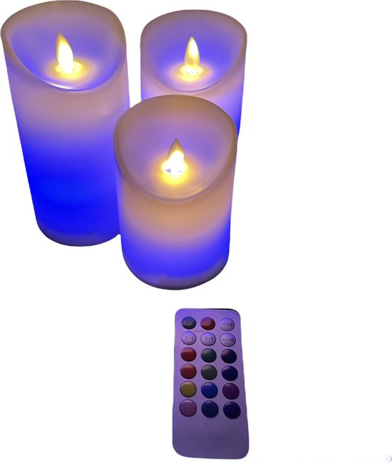 Led kaarsen set met bewegende vlam en RGB kleuren (draadloze remote) |  bol.com