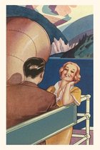 Pocket Sized - Found Image Press Journals- Vintage Journal Couple on Deck of an Ocean Liner Travel Poster