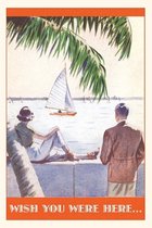 Pocket Sized - Found Image Press Journals- Vintage Journal Couple Watching Sailboat Postcard