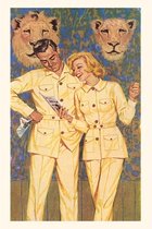 Pocket Sized - Found Image Press Journals- Vintage Journal Couple with Lions' Heads