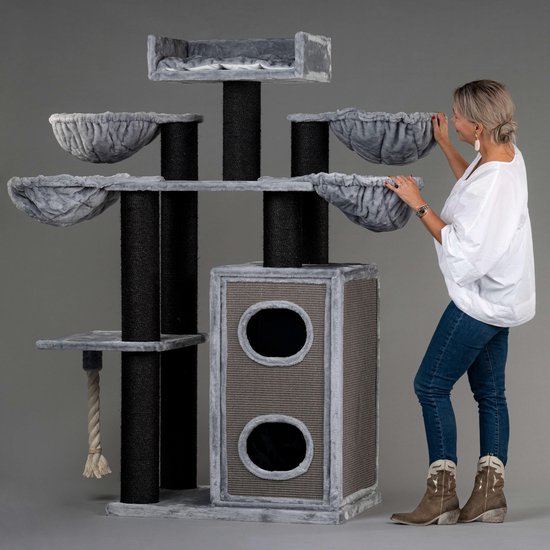 Krabpaal Voor Grote Katten Cat Paradise Plus Blackline Lichtgrijs Grijs van RHRQuality