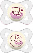 MAM Original Night - Bird - Fopspenen - Transparant - Silicone - BPA vrij - 0-6 maanden - Set van 2 fopspenen