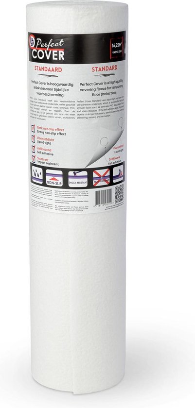 Perfect Cover® Standaard Zelfklevend Afdekvlies - 16,25m² - Voor Alle Oppervlakken - Professionele Kwaliteit Stucloper & Afdekfolie - Bescherming Tijdens Bouw & Renovatie - 170GSM - Vertrouwd door Professionals - Beter Dan Prima!