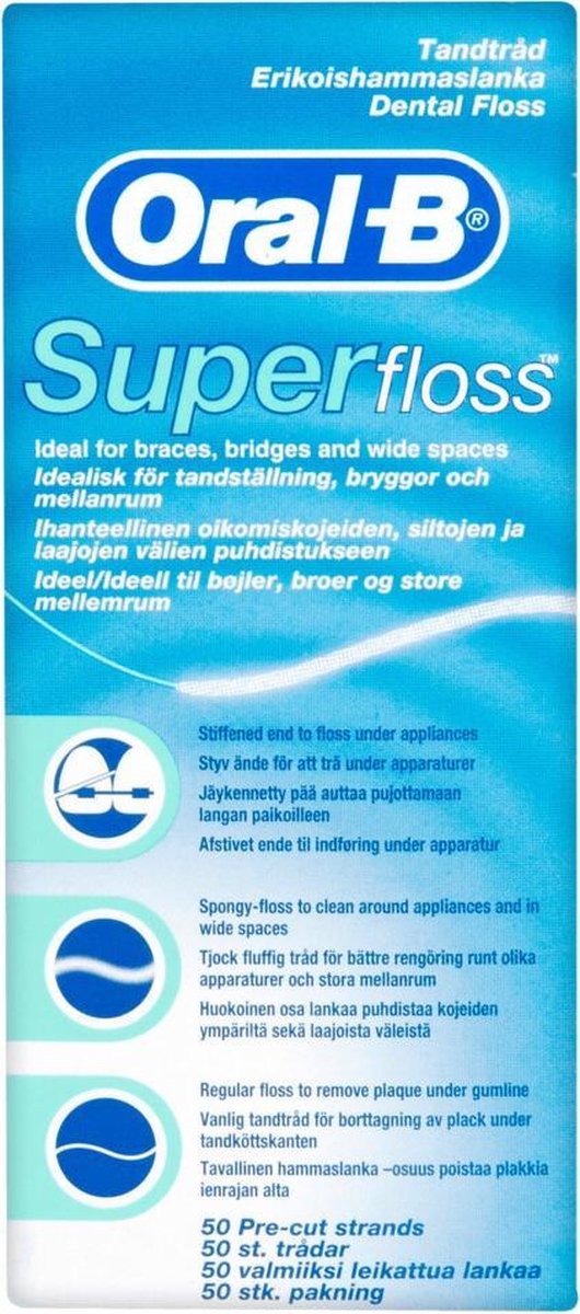 minstens Nylon buik Oral-B Superfloss - 50 stuks - Flosdraad | bol.com