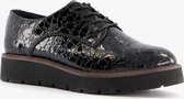 Nova dames veterschoenen met croco print - Zwart - Maat 39