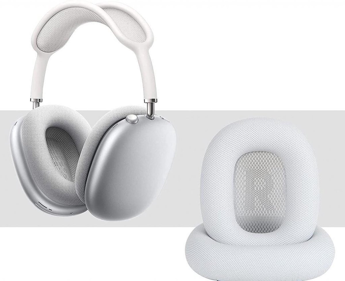 Luxe Lederen Oorkussen Set Geschikt Voor Apple Airpods Max - Vervangende Koptelefoon Earpads - Oor Kussens - Ear Pads - Oorkussens Met Memory Foam Binnenlaag - Wit