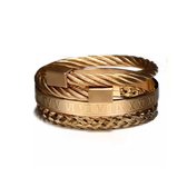 Luxe Armbanden Set 3-Delig | Goud | Klemarmband | Gouden Armbanden | Armband Mannen | Armband Heren | Mannen Cadeau voor Man Cadeautjes