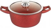 Royalty Line RL-FC28CM: Forged Aluminum Nonstick Marble Cooking Pot - 28cm Red