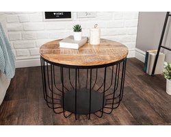 Industriële salontafel LOFT 56 cm natuurlijk massief mangohout