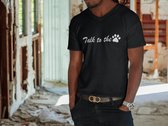 Talk To The Paw T-Shirt,Grappige T-Shirts Met Paw Foto,Hondenliefhebber Shirts,Uniek Cadeau Voor Hondenbezitters,Unisex V-Hals Tee,D002-046B, S, Zwart