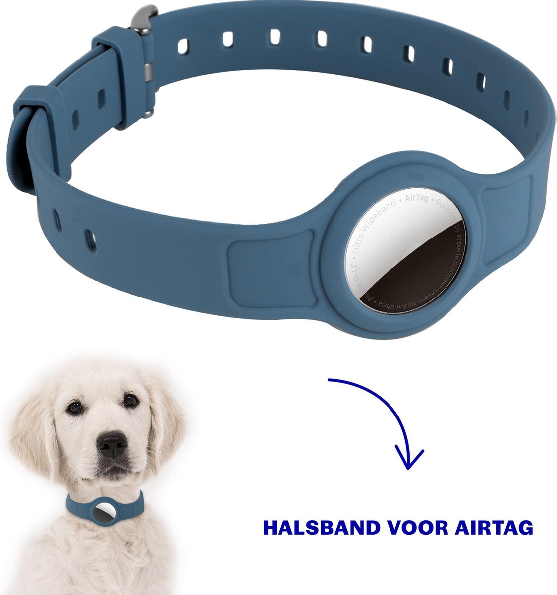 Collier de chien | Collier adapté pour Apple Airtag bleu