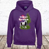 Hoodie Horse power paars -Gildan-110/116-Hoodie meisjes