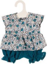 Olimi poppen kledingset 'Flowers Turquoise' voor een pop van ca. 32 cm