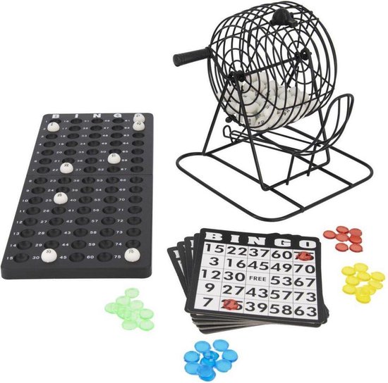 Thumbnail van een extra afbeelding van het spel Metalen Bingomolen - lotto bingo spel - bingospel met molen - 75 bingoballen