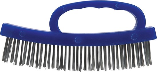 Silverline Staalborstel met D-handvat - gebogen patroon - 4 rijen - 165 mm - plastic frame