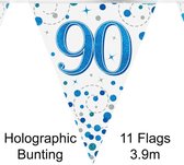 Oaktree - Vlaggenlijn Happy 90 Birthday Blue Holographic