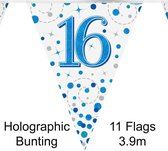 Oaktree - Vlaggenlijn Happy 16 Birthday Blue Holographic (4 meter)