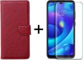 Xiaomi Redmi 9C hoesje bookcase rood wallet case portemonnee hoes cover hoesjes - 1x Xiaomi Redmi 9C screenprotector