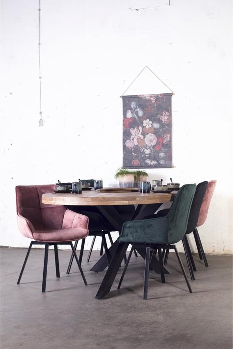 Giga Meubel Eettafel Barn - Naturel Mangohout Metaal - 300x100x78cm