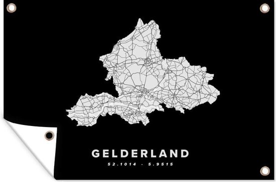 Posters de jardin hors Gueldre - Nederland - Carte - 90x60 cm - Toile de jardin - Affiche extérieure