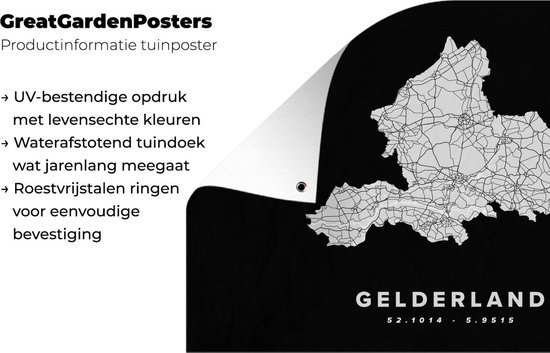 Posters de jardin hors Gueldre - Nederland - Carte - 90x60 cm - Toile de jardin - Affiche extérieure