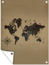Décoration de Jardin Wereldkaart - Vintage - Boussole - 30x40 cm
