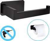 Sanics WC Rolhouder Zonder Boren - Toiletrolhouder Zelfklevend - Closetrolhouder Zwart/RVS