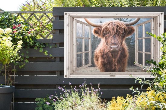 Affiche de jardin Scottish Highlander - Vache - Berg - Transparent - 120x80 cm