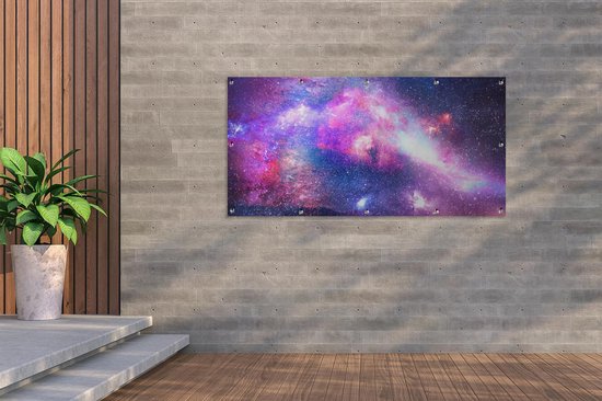 Affiche clôture Espace - Couleurs - Etoiles - 200x100 cm - Toile de jardin