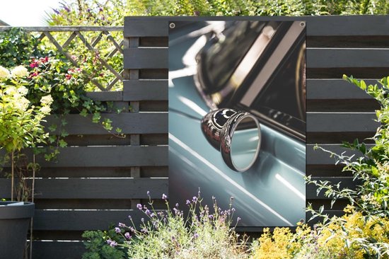 Affiche de jardin - Toile de jardin - Posters de jardin extérieur - Miroir - Voiture - Oldtimer - 80x120 cm - Jardin