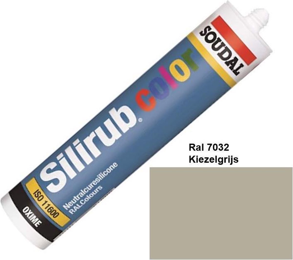 Soudal Silirub Color - Siliconekit - Montagekit - ook voor sanitaire ruimten - koker 310 ml - RAL 7032 - Kiezelgrijs